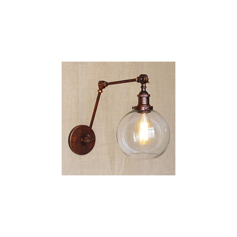 Applique da parete in cristallo stile rustico/Lodge con braccio oscillante metallo