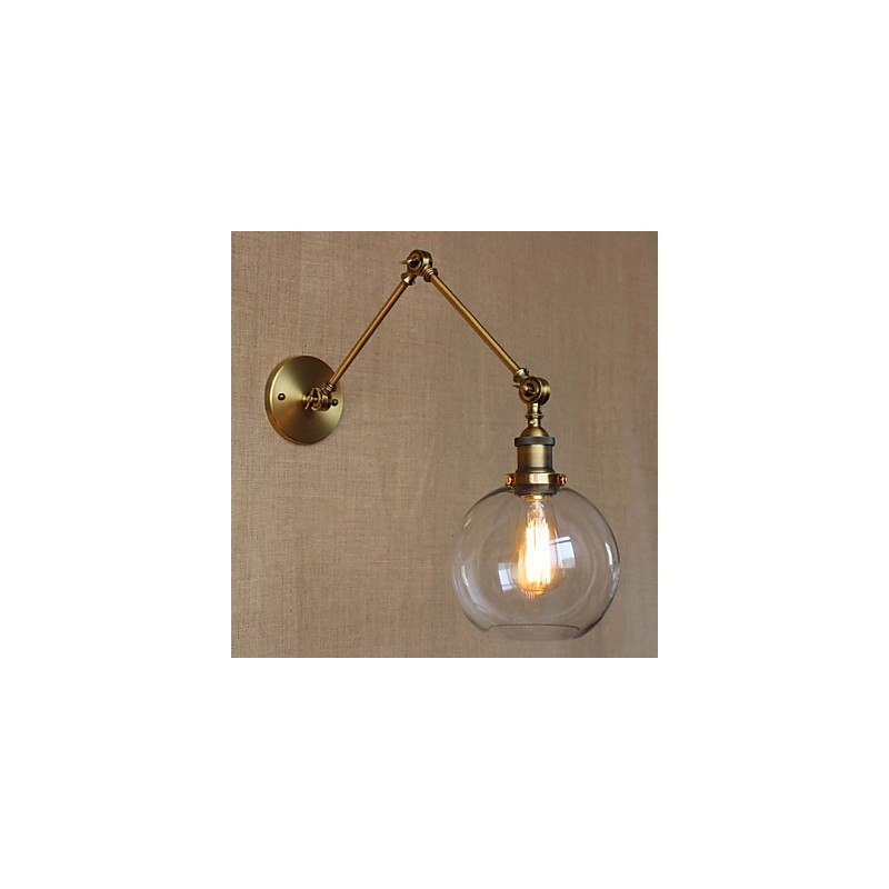 Applique da parete in cristallo stile rustico/Lodge con braccio oscillante metallo