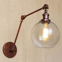 Applique da parete in cristallo stile rustico/Lodge con braccio oscillante metallo