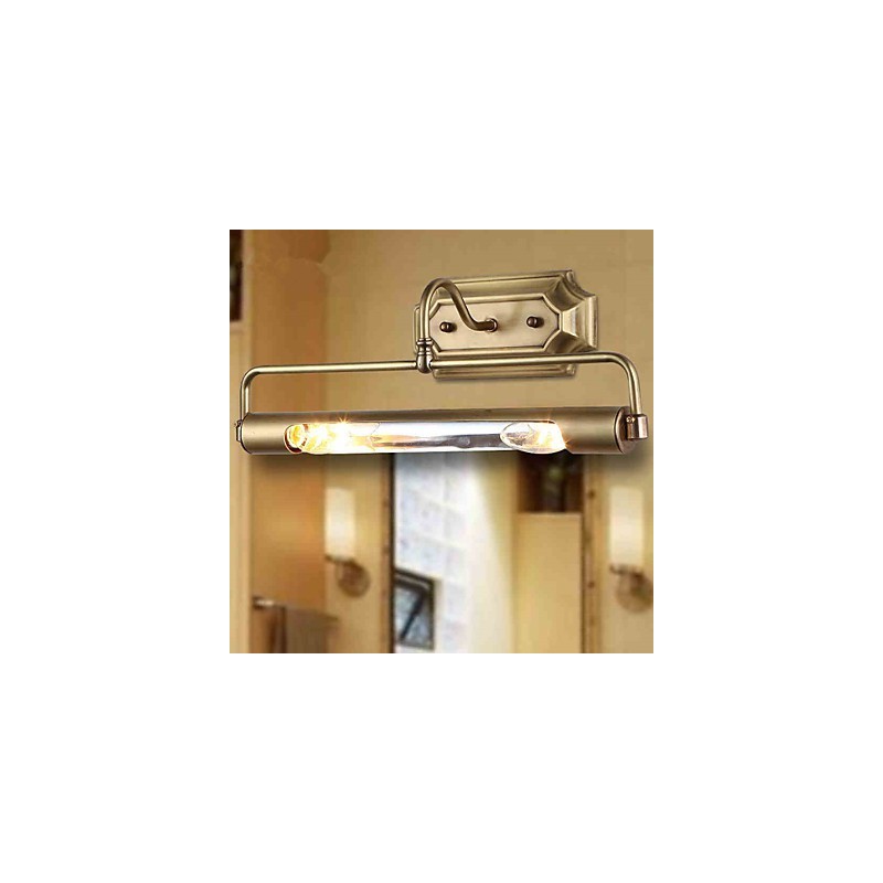 Applique da parete mini classica tradizionale in metallo e vetro, finitura ottone, 2 lampadine