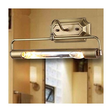Applique da parete mini classica tradizionale in metallo e vetro, finitura ottone, 2 lampadine