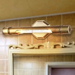 Applique da parete mini tradizionale classica in metallo e vetro, finitura ottone, 2 lampadine