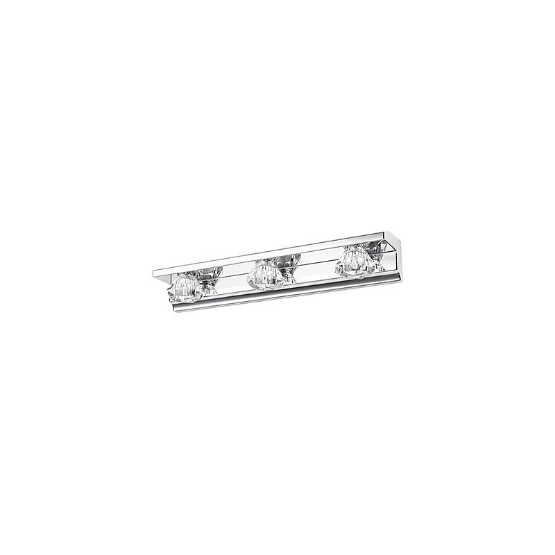 Applique da parete LED bagno moderna cromata in metallo e cristallo 3 luci