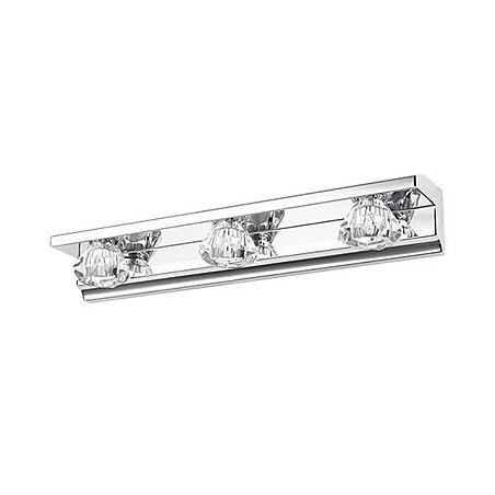 Applique da parete LED bagno moderna cromata in metallo e cristallo 3 luci