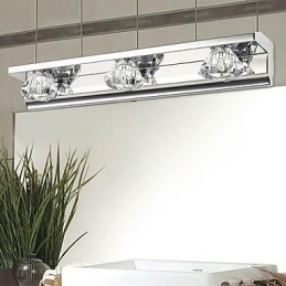 Applique da parete LED bagno moderna cromata in metallo e cristallo 3 luci