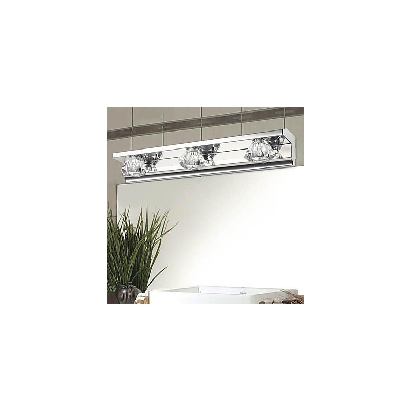 Applique da parete LED bagno moderna cromata in metallo e cristallo 3 luci