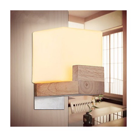 Applique da parete classica Mini in legno/bambù finitura ottone con luce verso l'alto