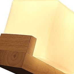 Applique da parete classica Mini in legno/bambù finitura ottone con luce verso l'alto