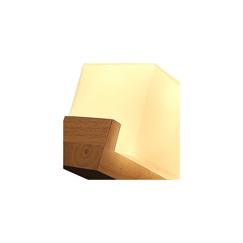 Applique da parete classica Mini in legno/bambù finitura ottone con luce verso l'alto