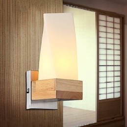 Applique da parete classica mini in legno/bambù finitura ottone