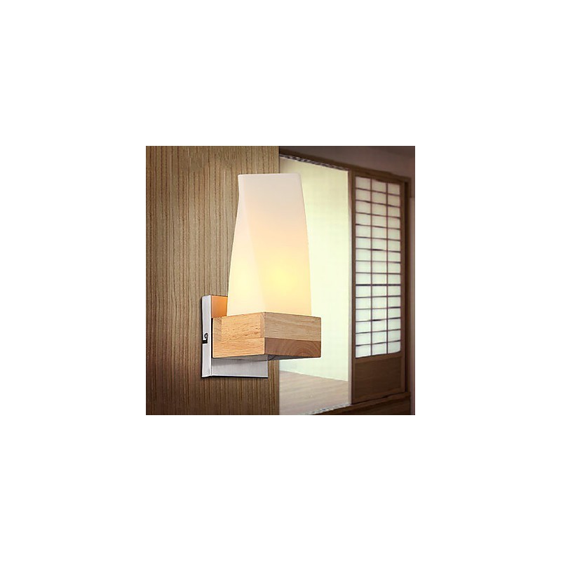 Applique da parete classica mini in legno/bambù finitura ottone