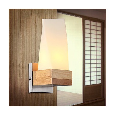 Applique da parete classica mini in legno/bambù finitura ottone