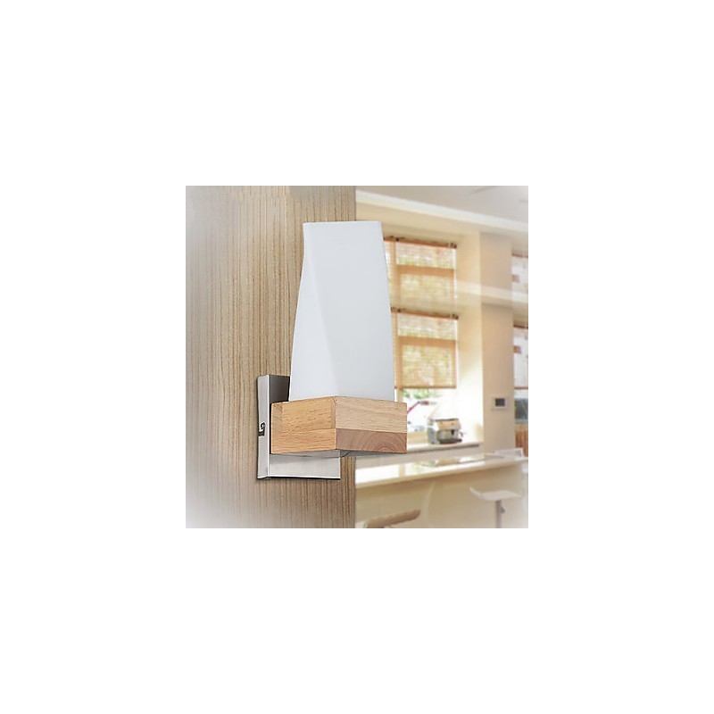Applique da parete classica mini in legno/bambù finitura ottone