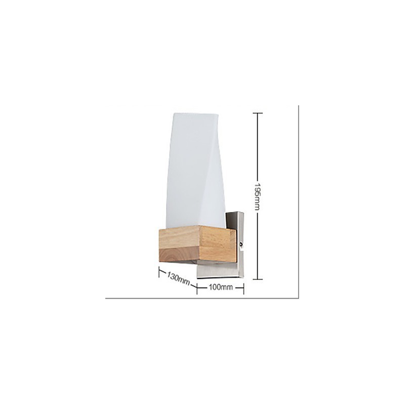 Applique da parete classica mini in legno/bambù finitura ottone