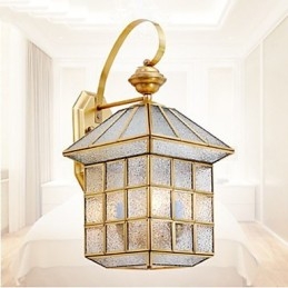 Applique da parete da esterno in ottone tradizionale/classica con vetro trasparente LED