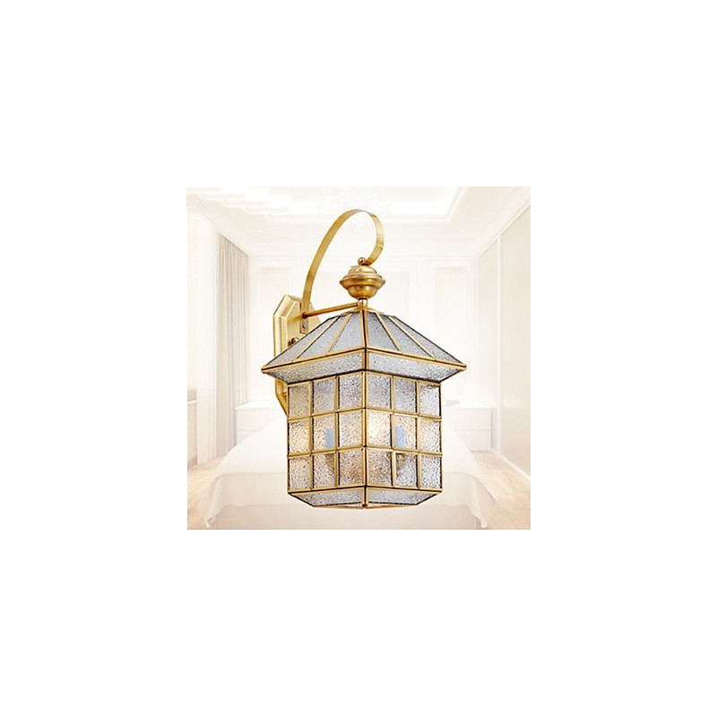 Applique da parete da esterno in ottone tradizionale/classica con vetro trasparente LED
