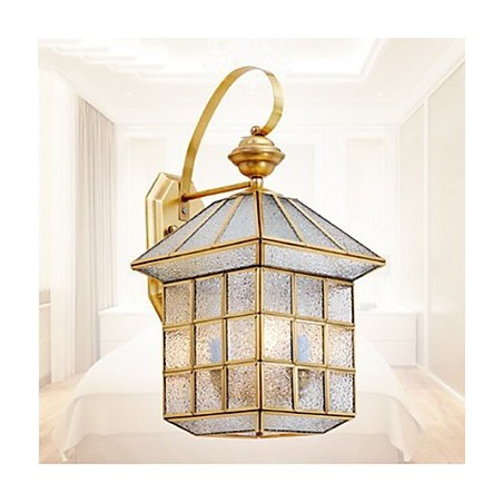 Applique da parete da esterno in ottone tradizionale/classica con vetro trasparente LED