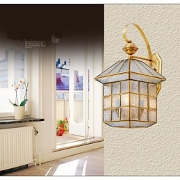 Applique da parete da esterno in ottone tradizionale/classica con vetro trasparente LED