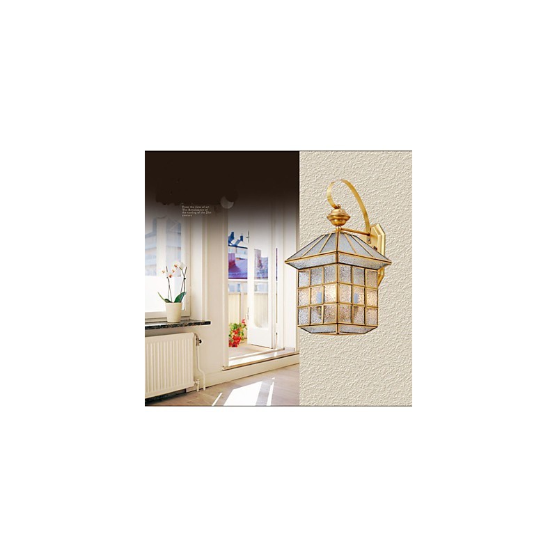 Applique da parete da esterno in ottone tradizionale/classica con vetro trasparente LED