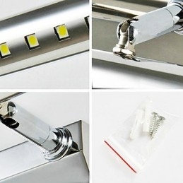 Specchio frontale con luce LED cromato a montaggio superficiale