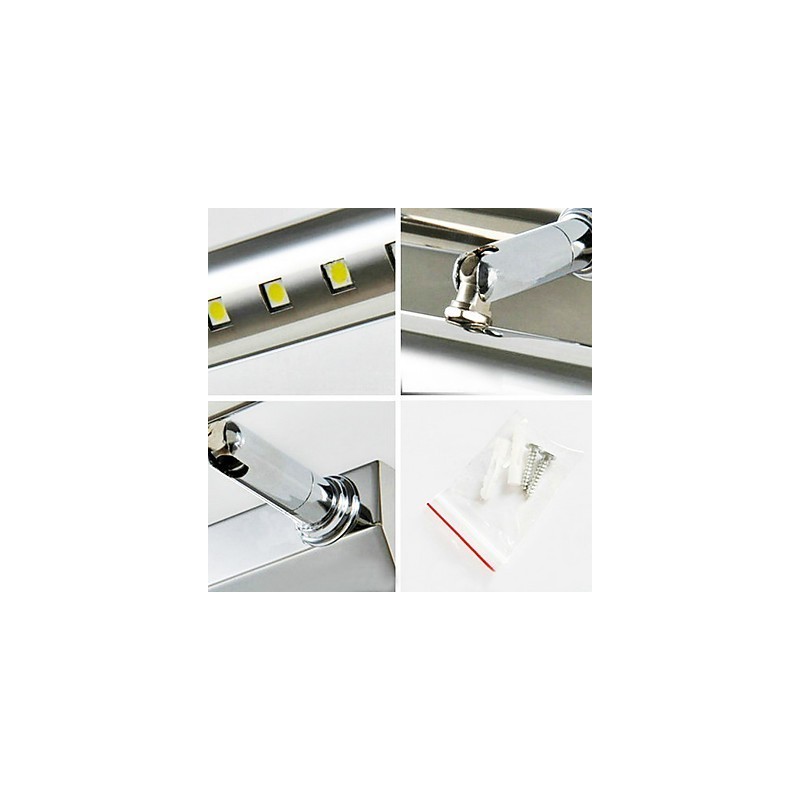 Specchio frontale con luce LED cromato a montaggio superficiale