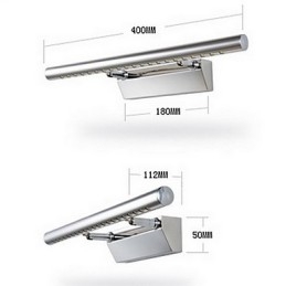 Specchio frontale con luce LED cromato a montaggio superficiale