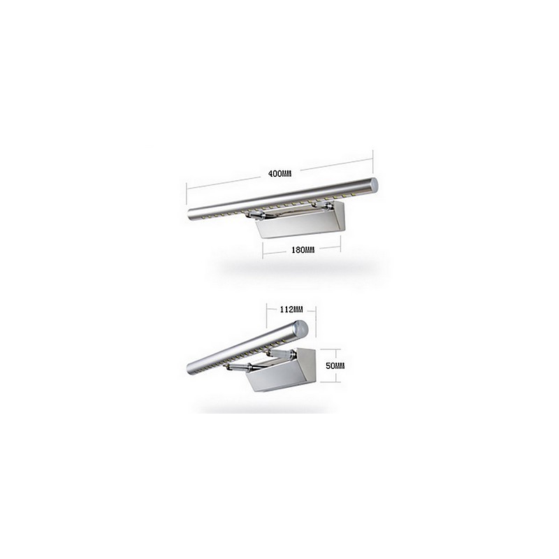 Specchio frontale con luce LED cromato a montaggio superficiale