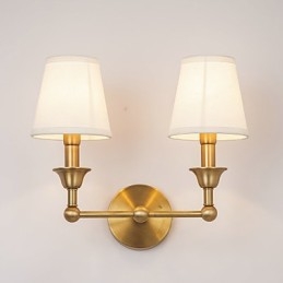 Applique da parete country mini in metallo e ottone, 2 luci E12/E14