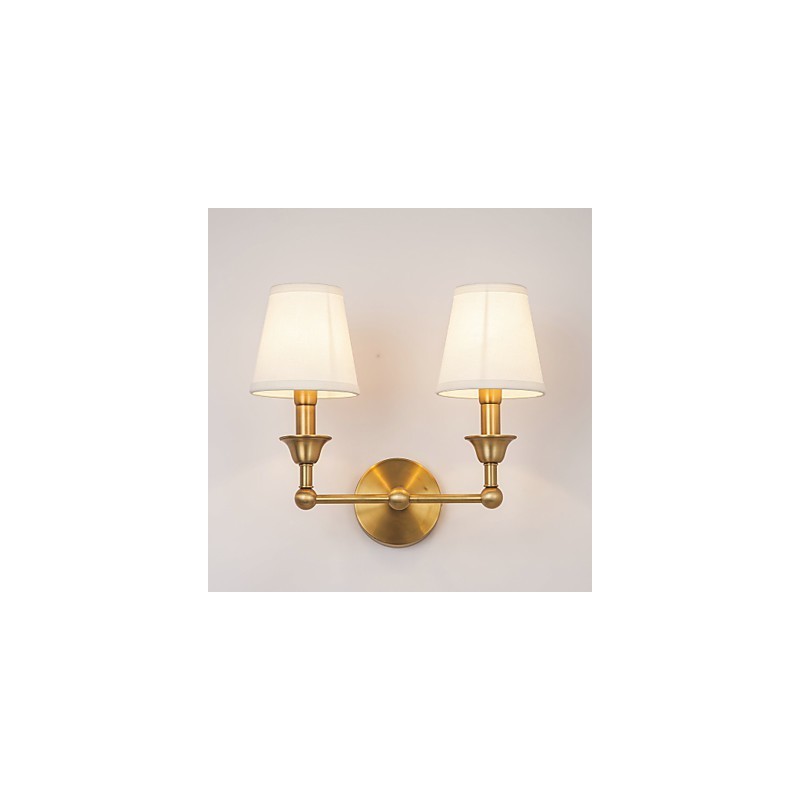 Applique da parete country mini in metallo e ottone, 2 luci E12/E14