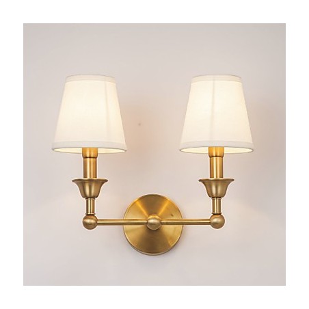 Applique da parete country mini in metallo e ottone, 2 luci E12/E14