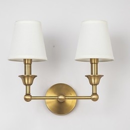 Applique da parete country mini in metallo e ottone, 2 luci E12/E14