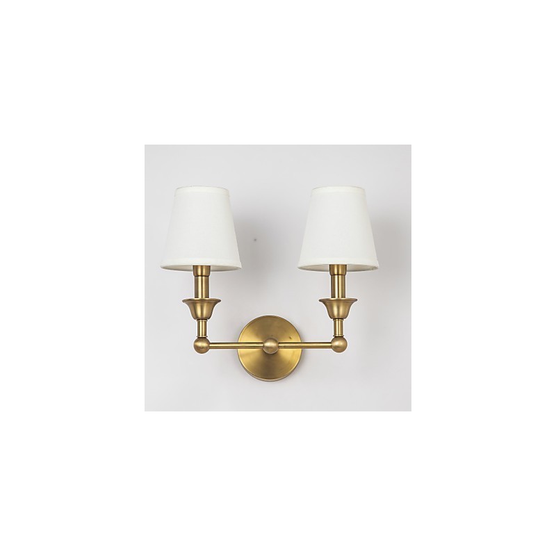 Applique da parete country mini in metallo e ottone, 2 luci E12/E14