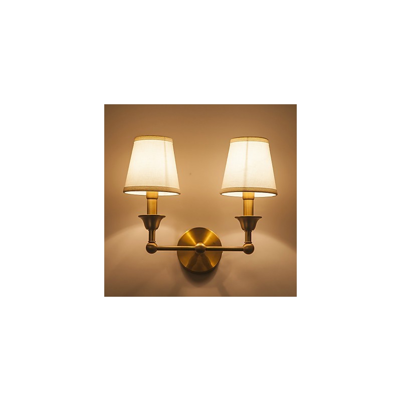 Applique da parete country mini in metallo e ottone, 2 luci E12/E14