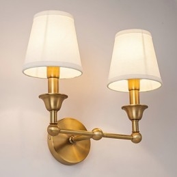 Applique da parete country mini in metallo e ottone, 2 luci E12/E14