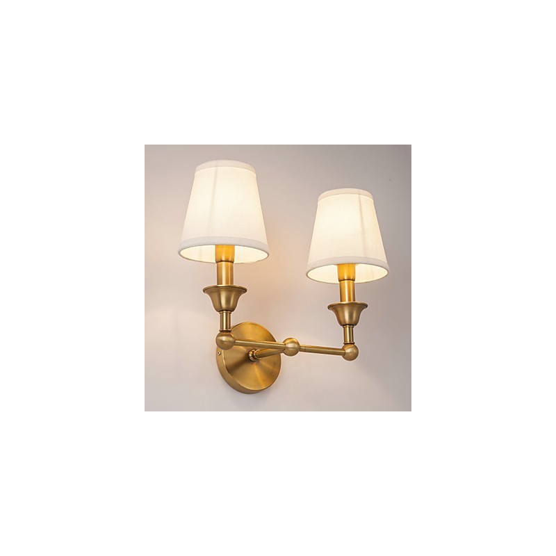 Applique da parete country mini in metallo e ottone, 2 luci E12/E14