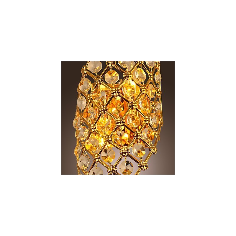 Applique da parete artistica in cristallo a 2 luci oro