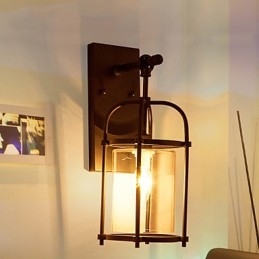 Applique da parete industriale stile nordamericano con lampadina Edison Flute, nero