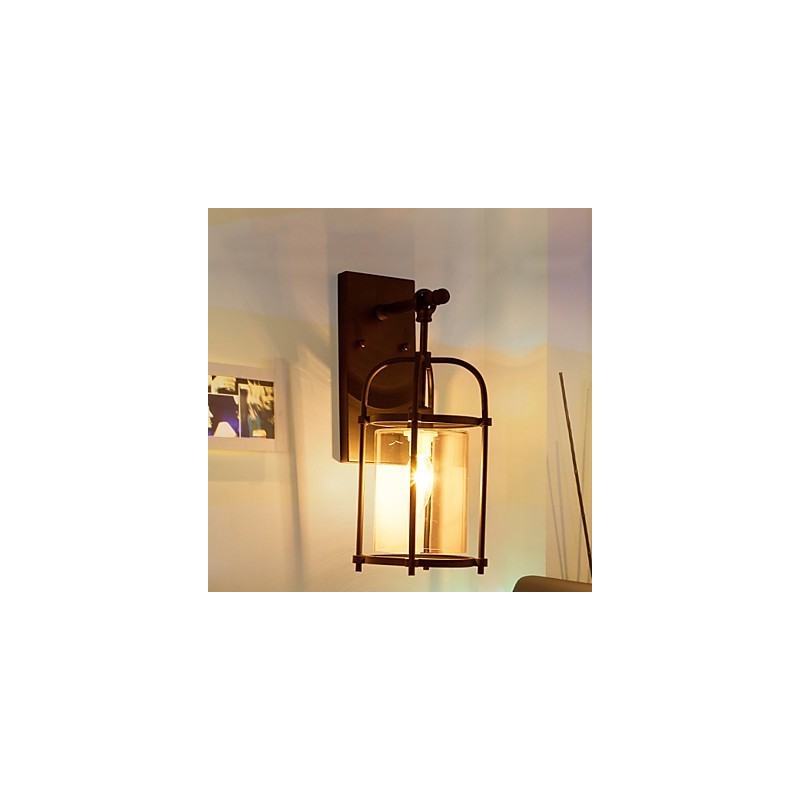 Applique da parete industriale stile nordamericano con lampadina Edison Flute, nero