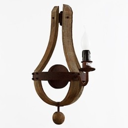 Mini applique da parete rustica Lodge in legno e bambù