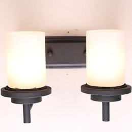 Applique da parete retrò classica in ferro con vetro smerigliato, 2 luci
