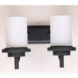 Applique da parete retrò classica in ferro con vetro smerigliato, 2 luci