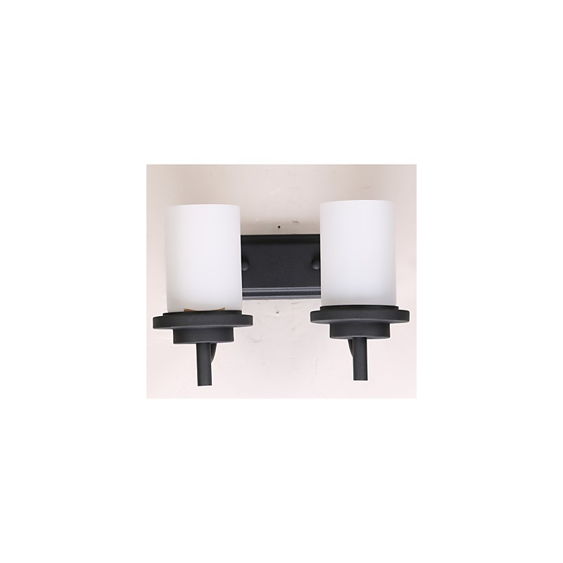 Applique da parete retrò classica in ferro con vetro smerigliato, 2 luci