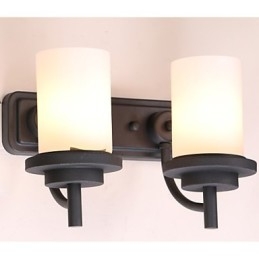 Applique da parete retrò classica in ferro con vetro smerigliato, 2 luci