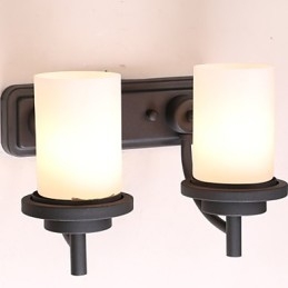 Applique da parete retrò classica in ferro con vetro smerigliato, 2 luci