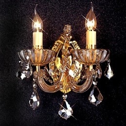 Applique da parete in cristallo oro a 2 luci
