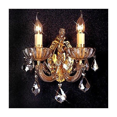 Applique da parete in cristallo oro a 2 luci
