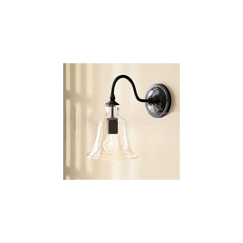 Applique da parete in ferro moderna con paralume in vetro trasparente