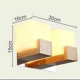 Applique da parete LED Mini in legno/bambù, 2 lampadine E26/E27