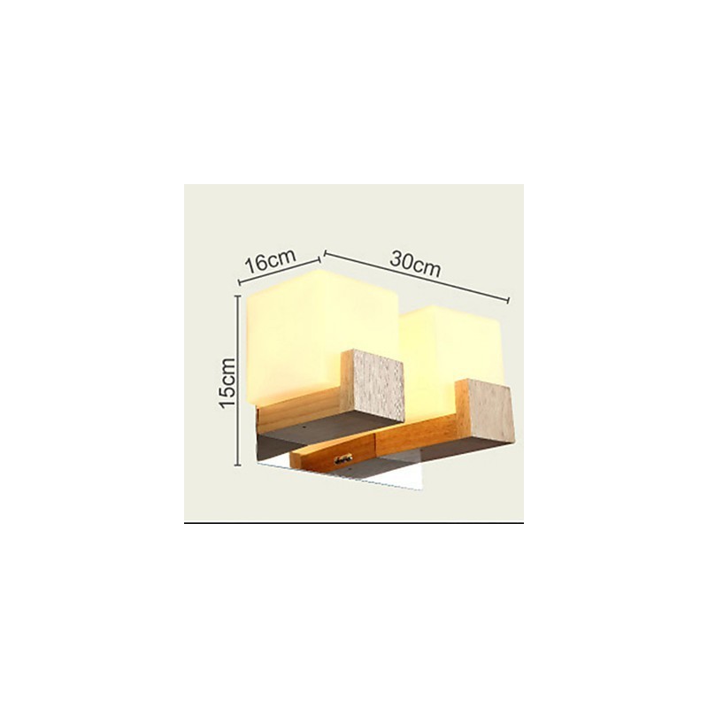 Applique da parete LED Mini in legno/bambù, 2 lampadine E26/E27
