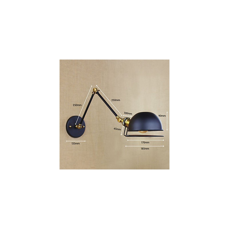 Applique da parete mini stile rustico/lodge in metallo nero